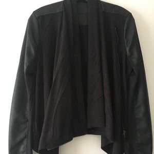 Blank NYC Faux Leather Jacket Asymmetrical Zip Moto Faux Suede Black Medium